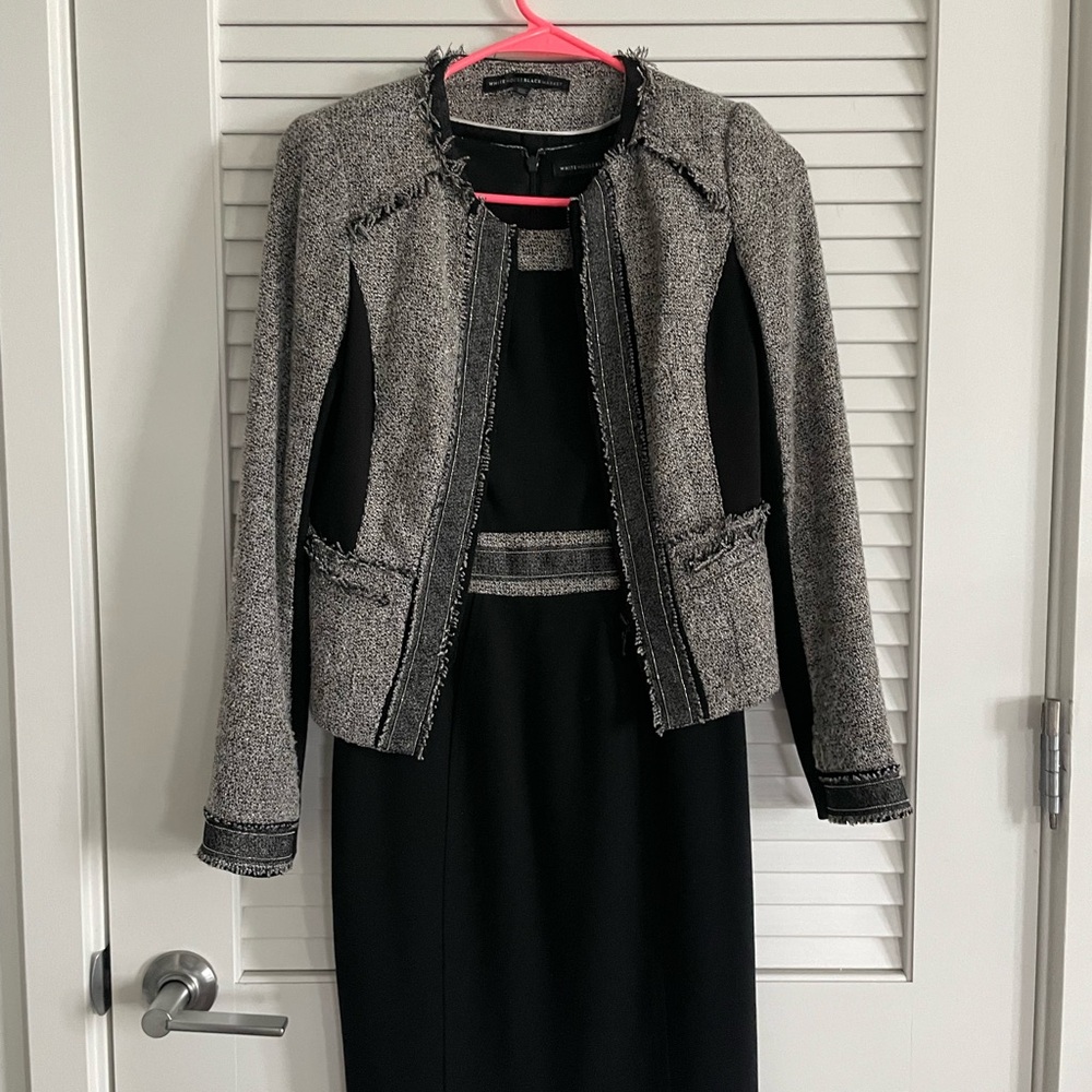 WomensWhite House Black Market Tweed Jacket and Black Sheath Dress Set – Size 00